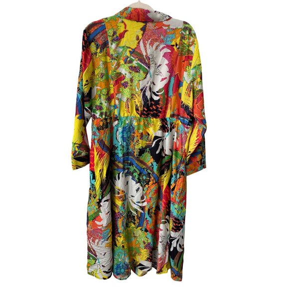 Attitudes by Renee Illusion Waist Shirt Dress Size XLP Multicolor Tropical NEW - Picture 3 of 8